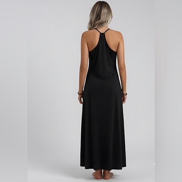 Black Halter Neck Tee Dress - Picture 3 of 8
